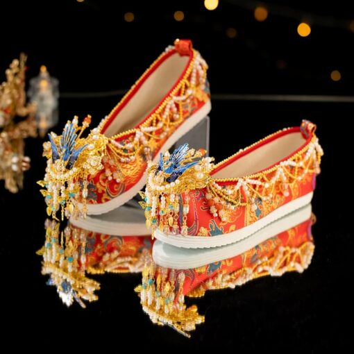 Antique - style Chinese Hanfu Female Wedding Shoes - Image 3